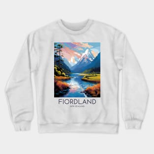 A Pop Art Travel Print of Fiordland National Park - New Zealand Crewneck Sweatshirt